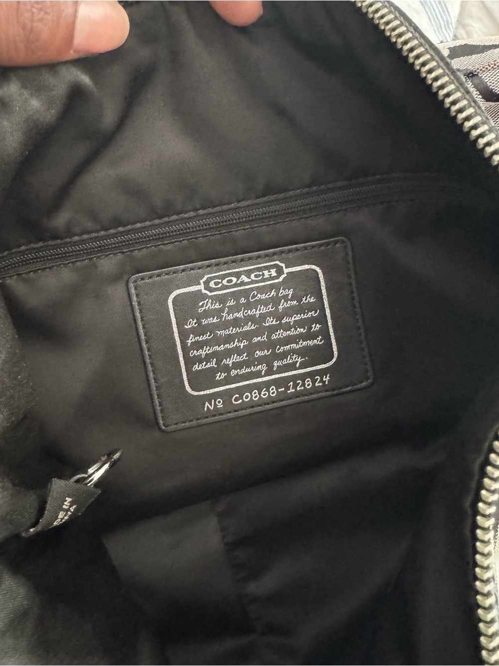 Coach Signature Canvas Shoulder Bag in Black and Cream - Picture 5 of 6